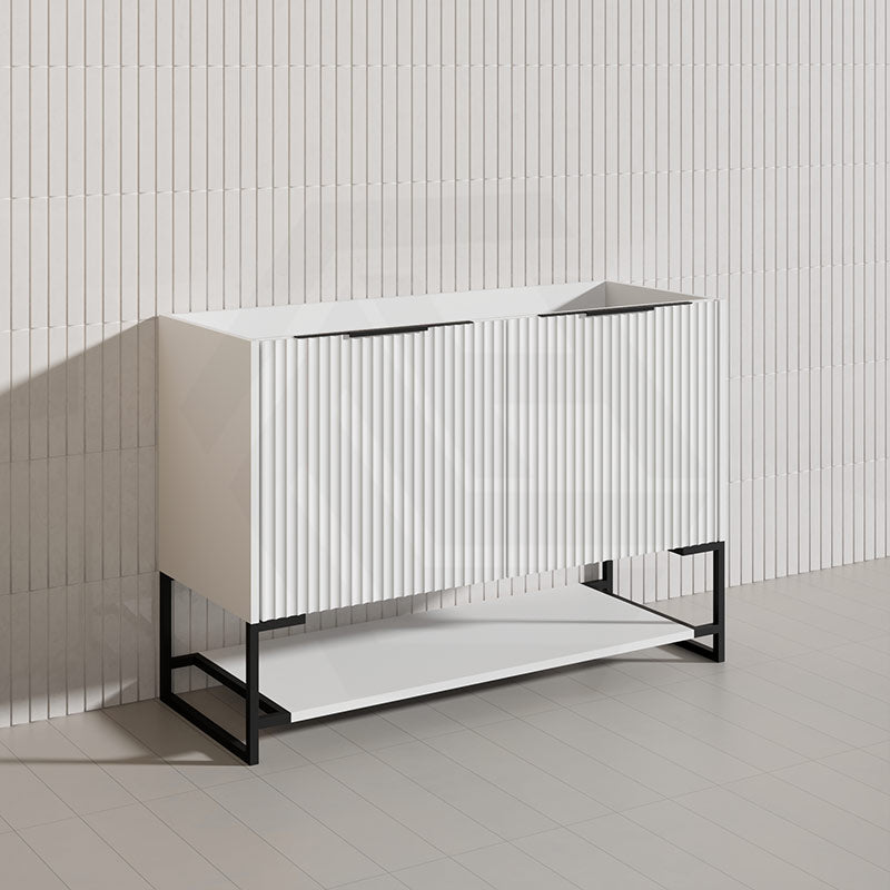 1200mm THENA Freestanding Plywood Vanity Matt White Linear Surface Single/Double Bowls Cabinet ONLY for Bathroom