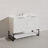 1200mm THENA Freestanding Plywood Vanity Matt White Linear Surface Single/Double Bowls Cabinet ONLY for Bathroom