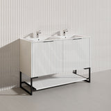 1200mm THENA Freestanding Plywood Vanity Matt White Linear Surface Single/Double Bowls Cabinet ONLY for Bathroom
