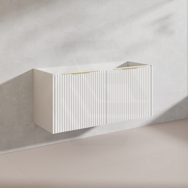 1200mm THENA Wall Hung Plywood Vanity Matt White Linear Surface Single/Double Bowls Cabinet ONLY for Bathroom