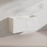 1200mm THENA Wall Hung Plywood Vanity Matt White Linear Surface Single/Double Bowls Cabinet ONLY for Bathroom