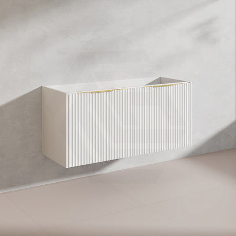 1200mm THENA Wall Hung Plywood Vanity Matt White Linear Surface Single/Double Bowls Cabinet ONLY for Bathroom
