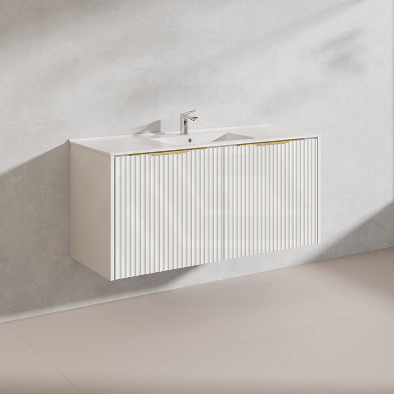 1200mm THENA Wall Hung Plywood Vanity Matt White Linear Surface Single/Double Bowls Cabinet ONLY for Bathroom