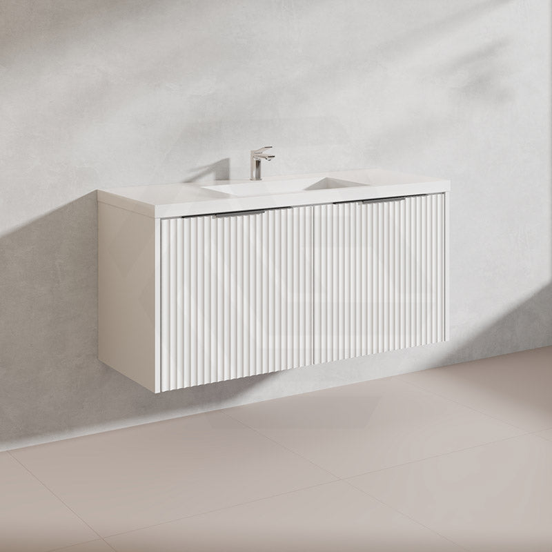 1200mm THENA Wall Hung Plywood Vanity Matt White Linear Surface Single/Double Bowls Cabinet ONLY for Bathroom