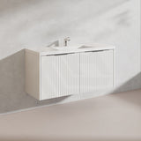 1200mm THENA Wall Hung Plywood Vanity Matt White Linear Surface Single/Double Bowls Cabinet ONLY for Bathroom
