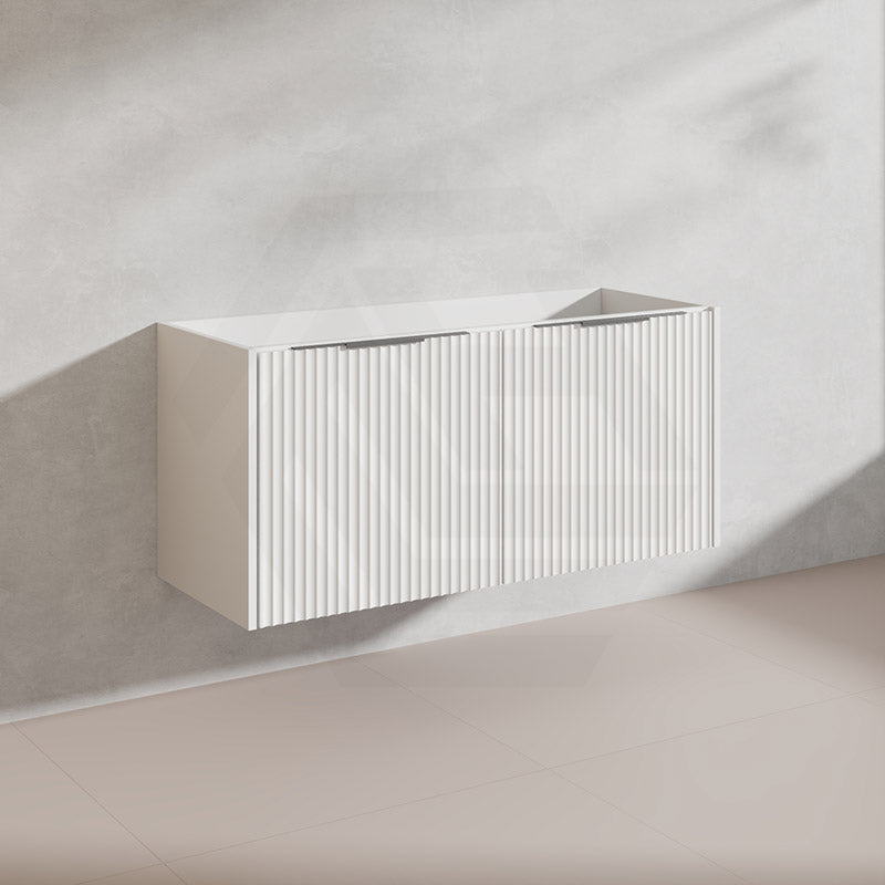 1200mm THENA Wall Hung Plywood Vanity Matt White Linear Surface Single/Double Bowls Cabinet ONLY for Bathroom