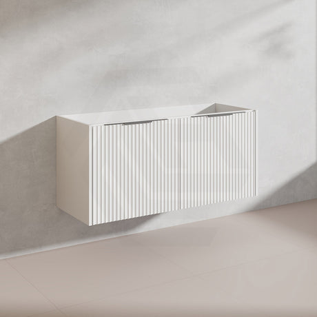1200mm THENA Wall Hung Plywood Vanity Matt White Linear Surface Single/Double Bowls Cabinet ONLY for Bathroom