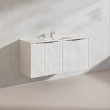 1200mm THENA Wall Hung Plywood Vanity Matt White Linear Surface Single/Double Bowls Cabinet ONLY for Bathroom