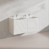 1200mm THENA Wall Hung Plywood Vanity Matt White Linear Surface Single/Double Bowls Cabinet ONLY for Bathroom