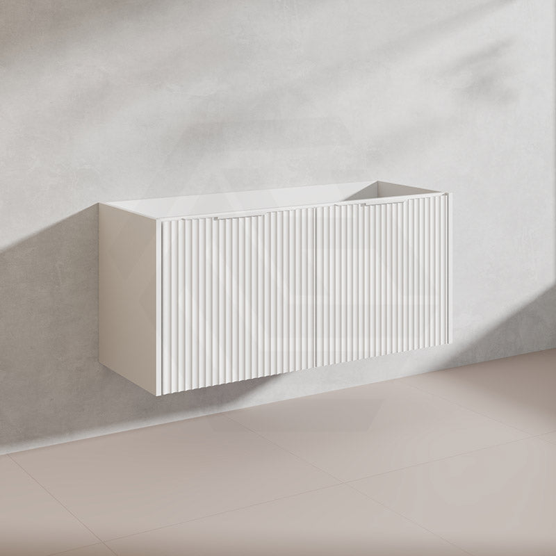 1200mm THENA Wall Hung Plywood Vanity Matt White Linear Surface Single/Double Bowls Cabinet ONLY for Bathroom