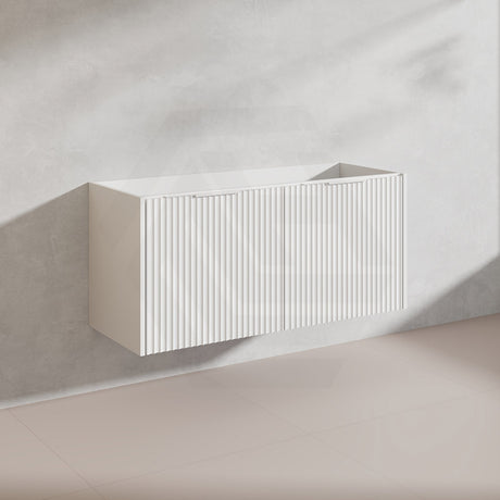 1200mm THENA Wall Hung Plywood Vanity Matt White Linear Surface Single/Double Bowls Cabinet ONLY for Bathroom