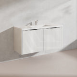 1200mm THENA Wall Hung Plywood Vanity Matt White Linear Surface Single/Double Bowls Cabinet ONLY for Bathroom