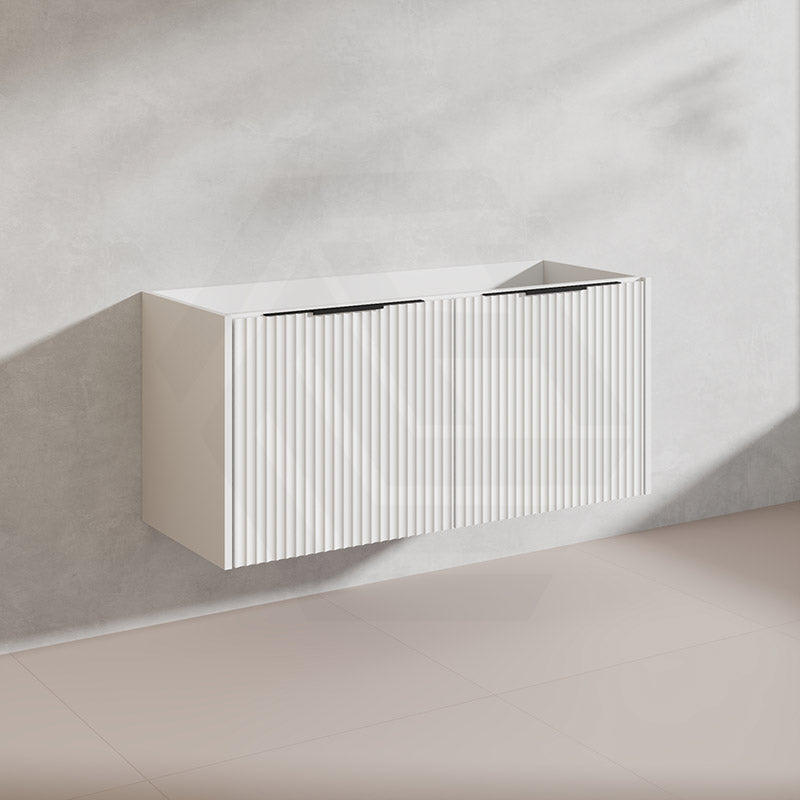 1200mm THENA Wall Hung Plywood Vanity Matt White Linear Surface Single/Double Bowls Cabinet ONLY for Bathroom