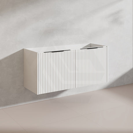 1200mm THENA Wall Hung Plywood Vanity Matt White Linear Surface Single/Double Bowls Cabinet ONLY for Bathroom