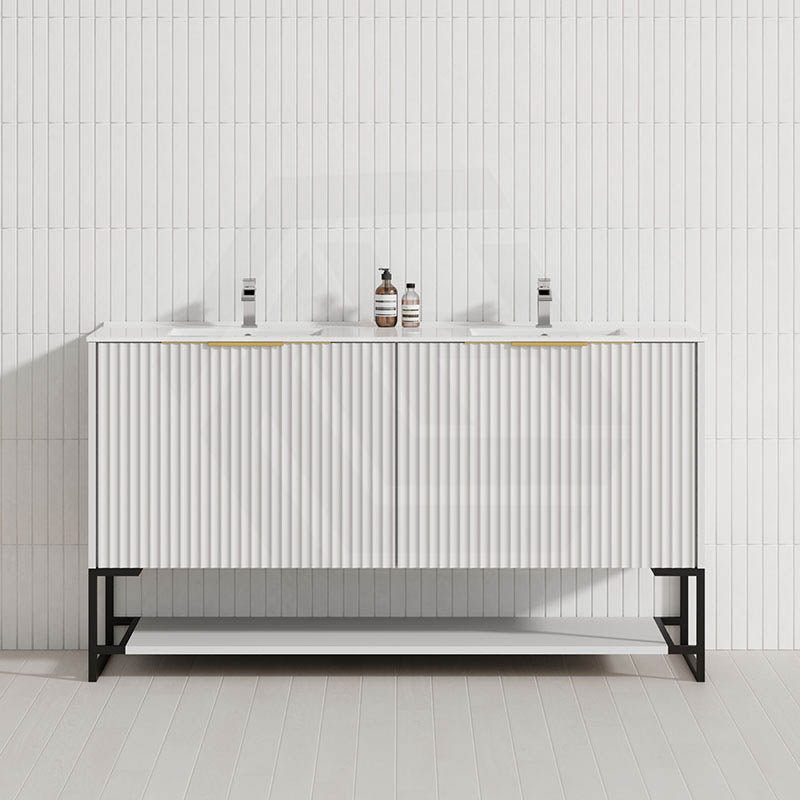 600-1500mm THENA Freestanding Plywood Vanity Matt White Linear Surface Single/Double Bowls Cabinet ONLY for Bathroom