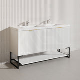 1500mm THENA Freestanding Plywood Vanity Matt White Linear Surface Single/Double Bowls Cabinet ONLY for Bathroom