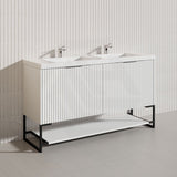1500mm THENA Freestanding Plywood Vanity Matt White Linear Surface Single/Double Bowls Cabinet ONLY for Bathroom