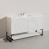 1500mm THENA Freestanding Plywood Vanity Matt White Linear Surface Single/Double Bowls Cabinet ONLY for Bathroom