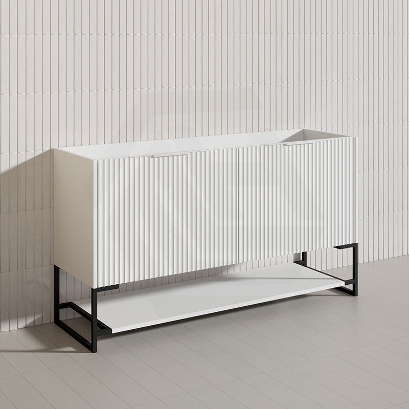 1500mm THENA Freestanding Plywood Vanity Matt White Linear Surface Single/Double Bowls Cabinet ONLY for Bathroom