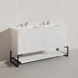 1500mm THENA Freestanding Plywood Vanity Matt White Linear Surface Single/Double Bowls Cabinet ONLY for Bathroom