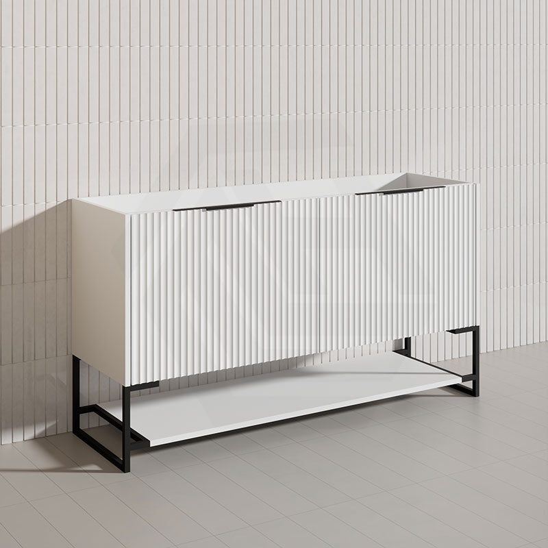 1500mm THENA Freestanding Plywood Vanity Matt White Linear Surface Single/Double Bowls Cabinet ONLY for Bathroom