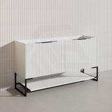 1500mm THENA Freestanding Plywood Vanity Matt White Linear Surface Single/Double Bowls Cabinet ONLY for Bathroom