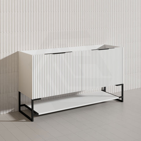 1500mm THENA Freestanding Plywood Vanity Matt White Linear Surface Single/Double Bowls Cabinet ONLY for Bathroom