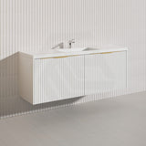 1500mm THENA Wall Hung Plywood Vanity Matt White Linear Surface Single/Double Bowls Cabinet ONLY for Bathroom