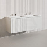 1500mm THENA Wall Hung Plywood Vanity Matt White Linear Surface Single/Double Bowls Cabinet ONLY for Bathroom