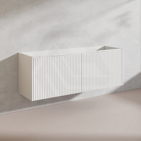 1500mm THENA Wall Hung Plywood Vanity Matt White Linear Surface Single/Double Bowls Cabinet ONLY for Bathroom
