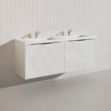 1500mm THENA Wall Hung Plywood Vanity Matt White Linear Surface Single/Double Bowls Cabinet ONLY for Bathroom
