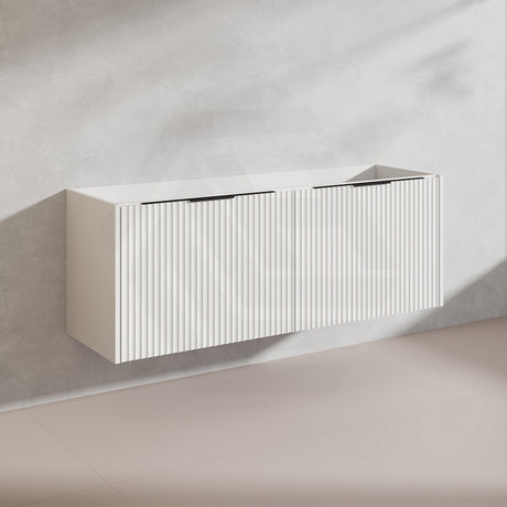 1500mm THENA Wall Hung Plywood Vanity Matt White Linear Surface Single/Double Bowls Cabinet ONLY for Bathroom