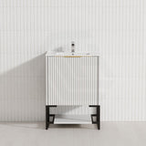 600-1500mm THENA Freestanding Plywood Vanity Matt White Linear Surface Single/Double Bowls Cabinet ONLY for Bathroom
