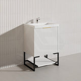 600mm THENA Freestanding Plywood Vanity Matt White Linear Surface Single Bowl Cabinet ONLY for Bathroom