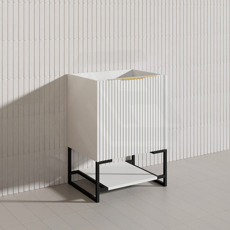 600mm THENA Freestanding Plywood Vanity Matt White Linear Surface Single Bowl Cabinet ONLY for Bathroom