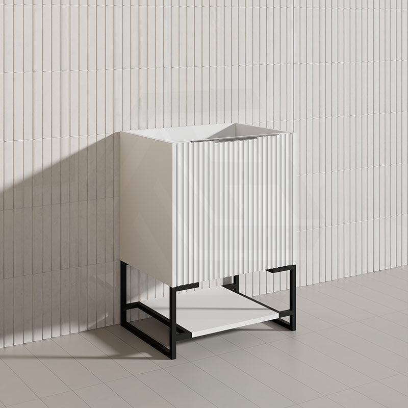 600mm THENA Freestanding Plywood Vanity Matt White Linear Surface Single Bowl Cabinet ONLY for Bathroom