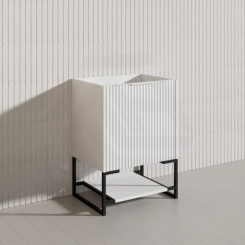 600mm THENA Freestanding Plywood Vanity Matt White Linear Surface Single Bowl Cabinet ONLY for Bathroom