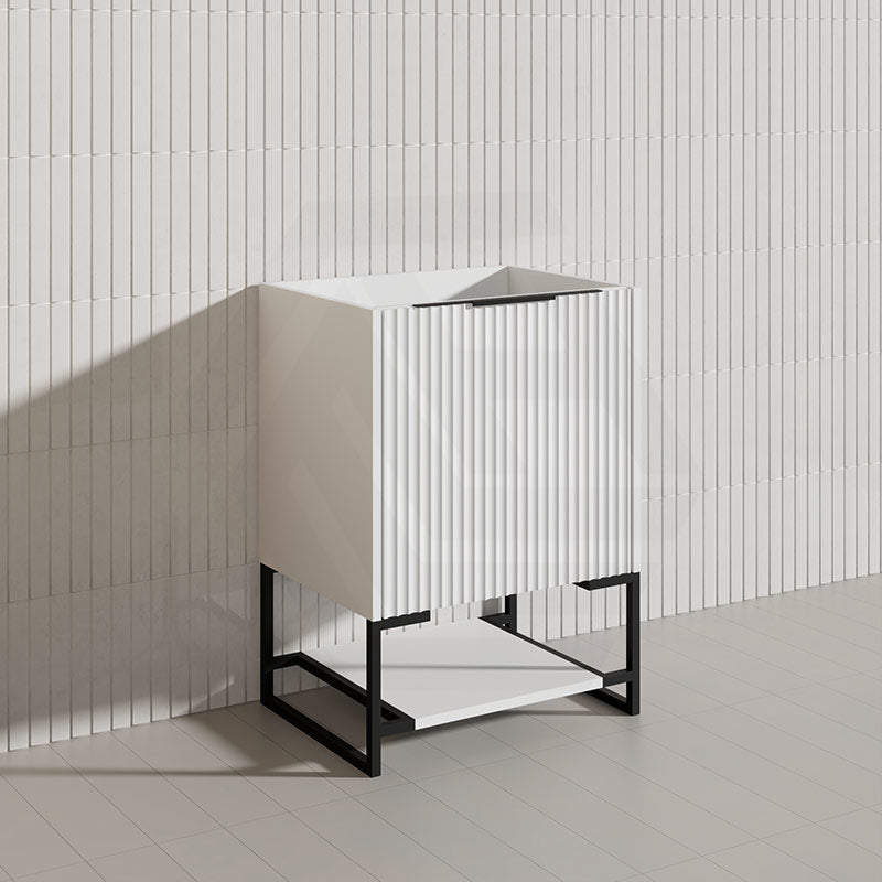 600mm THENA Freestanding Plywood Vanity Matt White Linear Surface Single Bowl Cabinet ONLY for Bathroom