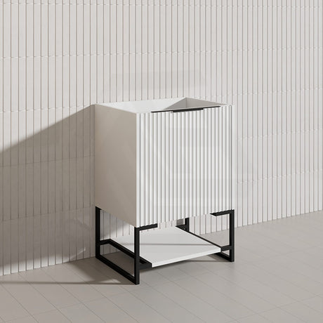 600mm THENA Freestanding Plywood Vanity Matt White Linear Surface Single Bowl Cabinet ONLY for Bathroom