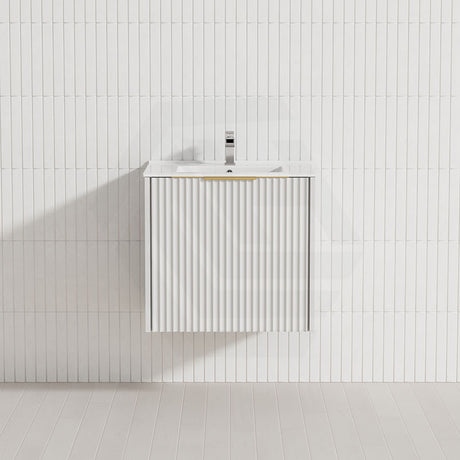 600-1500mm THENA Wall Hung Plywood Vanity Matt White Linear Surface Single/Double Bowls Cabinet ONLY for Bathroom