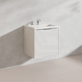 600mm THENA Wall Hung Plywood Vanity Matt White Linear Surface Single Bowl Cabinet ONLY for Bathroom