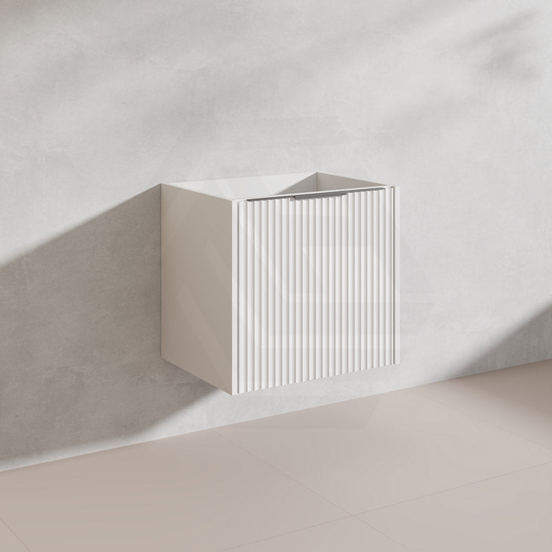 600mm THENA Wall Hung Plywood Vanity Matt White Linear Surface Single Bowl Cabinet ONLY for Bathroom