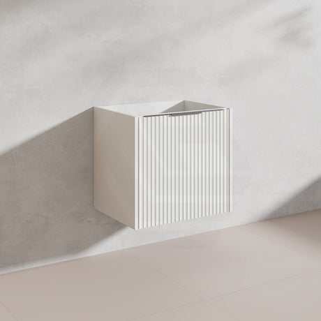 600mm THENA Wall Hung Plywood Vanity Matt White Linear Surface Single Bowl Cabinet ONLY for Bathroom