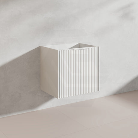 600mm THENA Wall Hung Plywood Vanity Matt White Linear Surface Single Bowl Cabinet ONLY for Bathroom