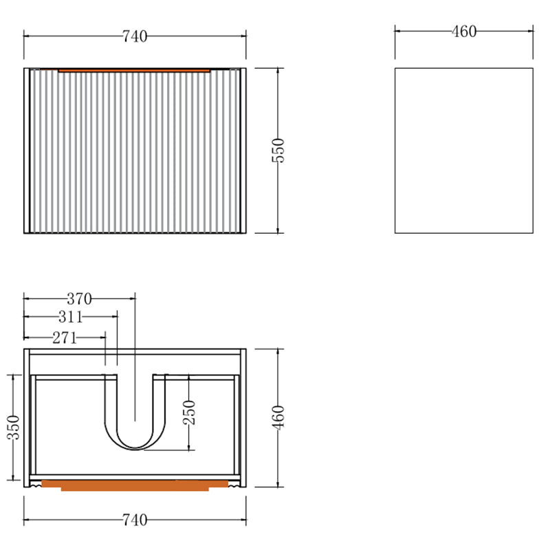 750mm THENA Wall Hung Plywood Vanity Matt White Linear Surface Single Bowl Cabinet ONLY for Bathroom