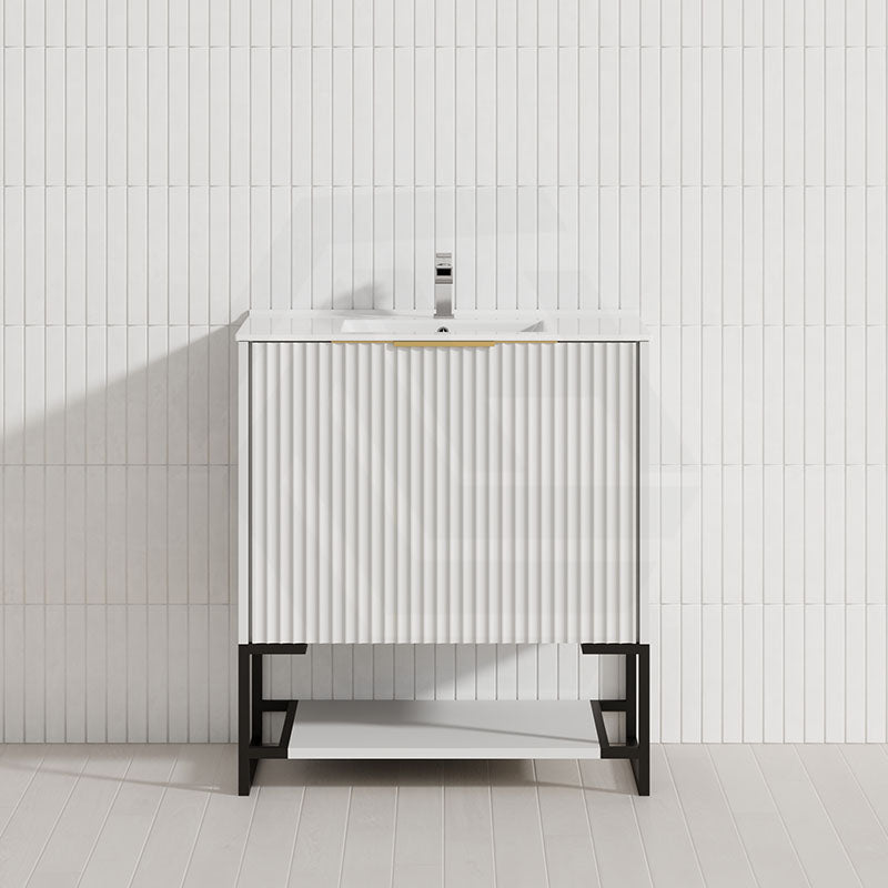 600-1500mm THENA Freestanding Plywood Vanity Matt White Linear Surface Single/Double Bowls Cabinet ONLY for Bathroom
