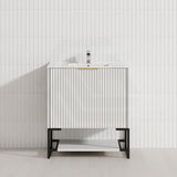 600-1500mm THENA Freestanding Plywood Vanity Matt White Linear Surface Single/Double Bowls Cabinet ONLY for Bathroom
