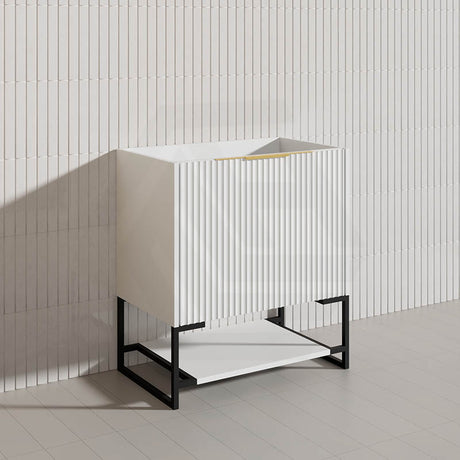 750mm THENA Freestanding Plywood Vanity Matt White Linear Surface Single Bowl Cabinet ONLY for Bathroom