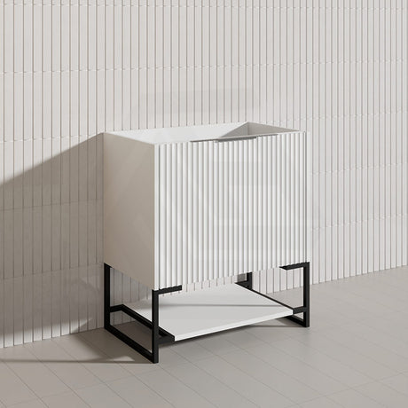 750mm THENA Freestanding Plywood Vanity Matt White Linear Surface Single Bowl Cabinet ONLY for Bathroom