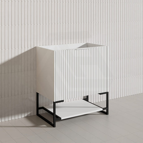 750mm THENA Freestanding Plywood Vanity Matt White Linear Surface Single Bowl Cabinet ONLY for Bathroom